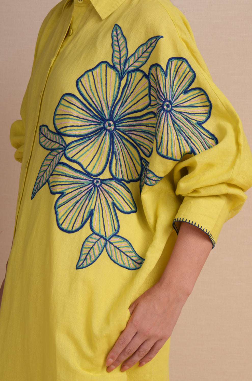 Linen Muted Lime Kaftan Set
