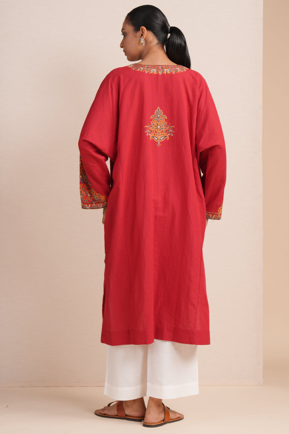 Linen Red Pheran Set