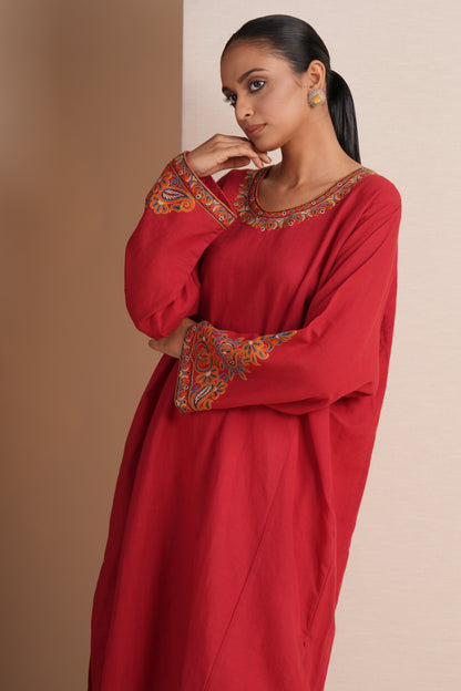 Linen Red Pheran Set