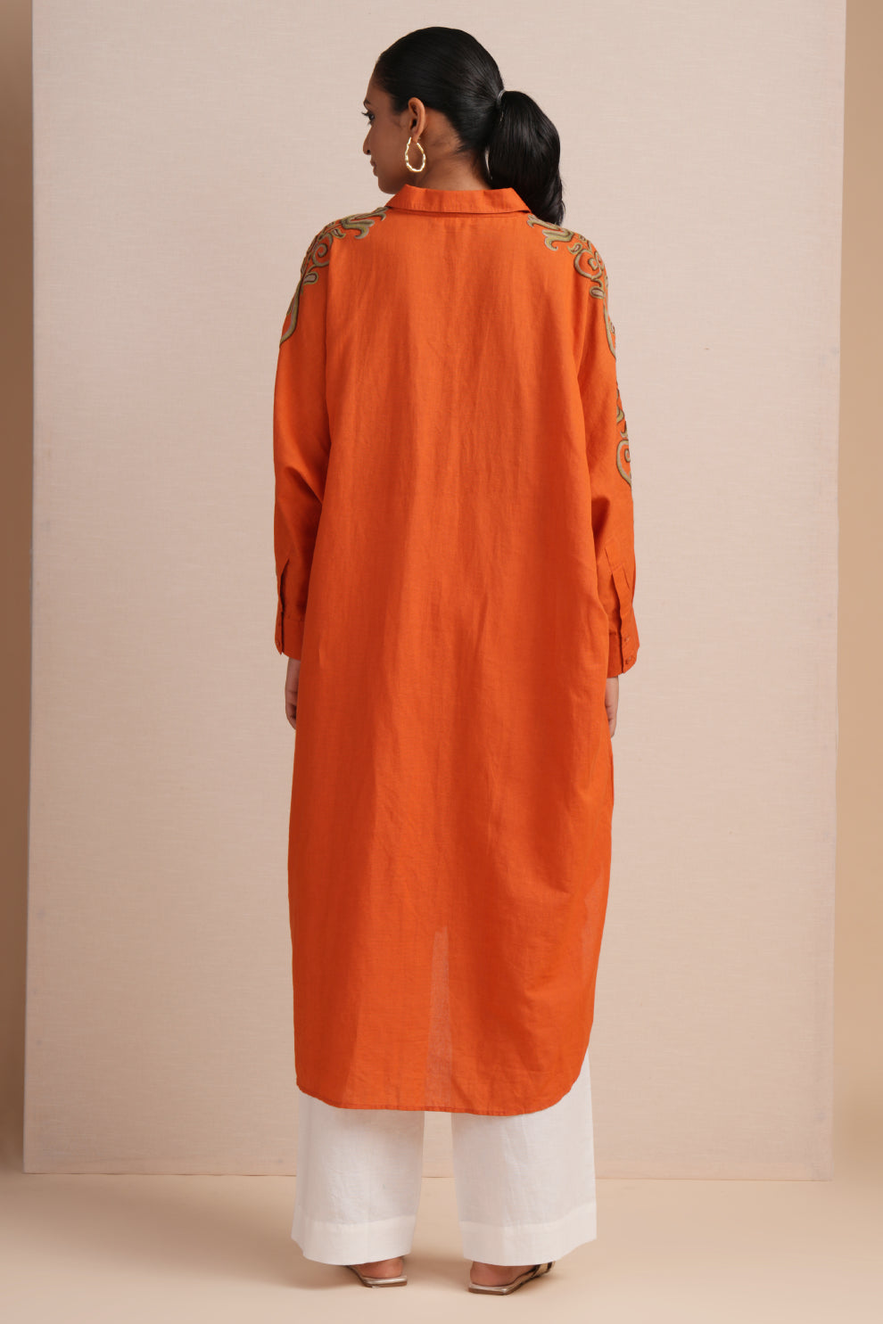 Linen Rust Kaftan Set