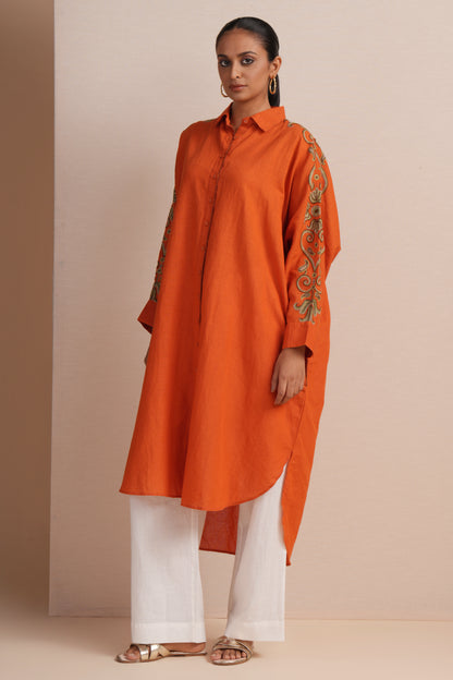 Linen Rust Kaftan Set