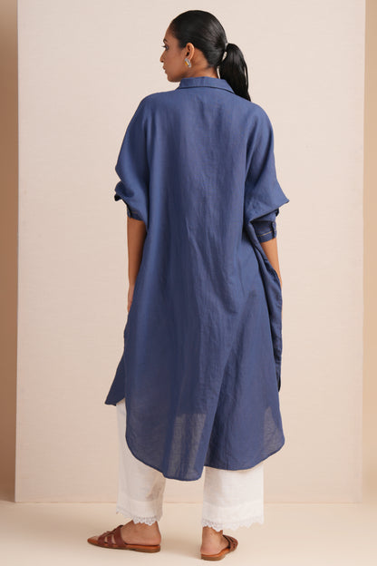 Linen True Blue Kaftan Set