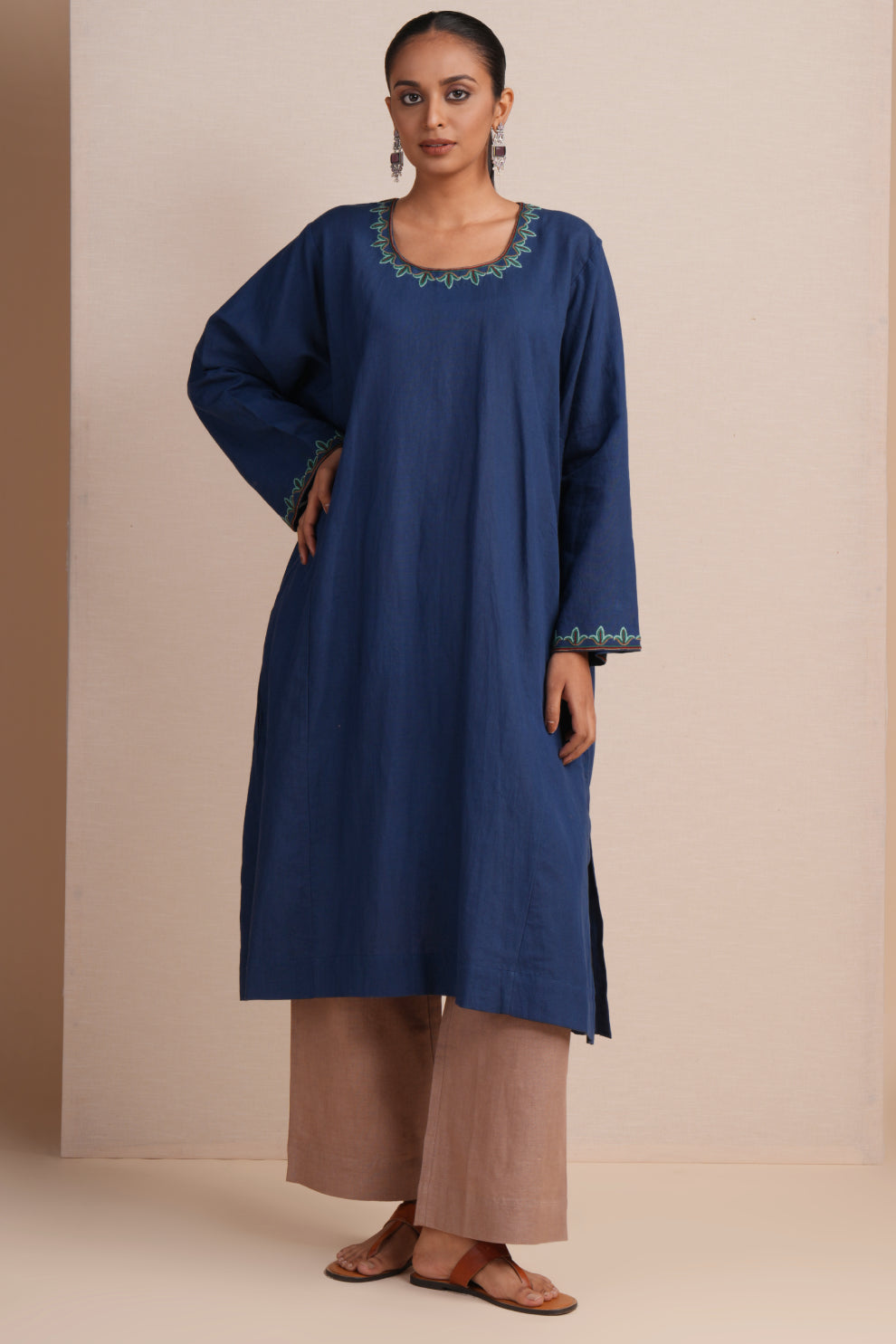 Linen True Blue Pheran Set