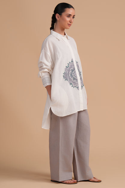 Linen High/Low Dove Shirt Set