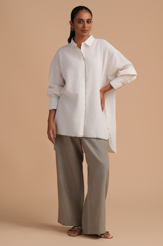 Linen High/Low Elm Shirt Set