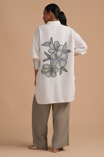 Linen High/Low Elm Shirt Set
