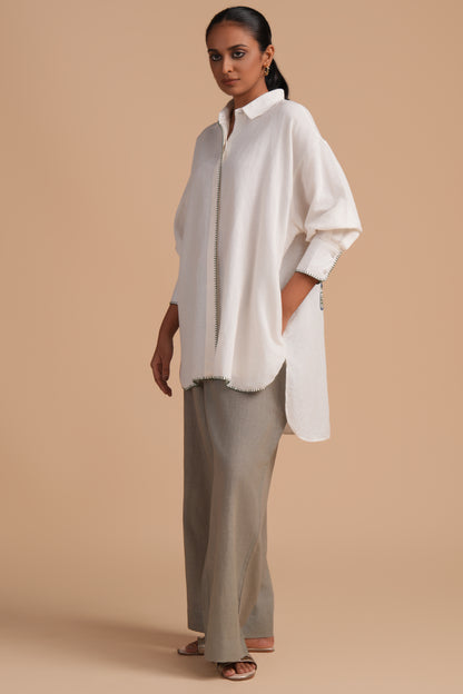 Linen High/Low Elm Shirt Set