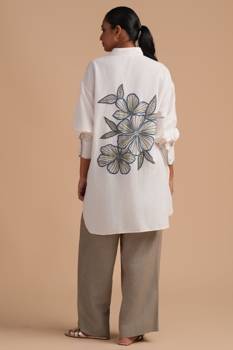 Linen High/Low Elm Shirt Set