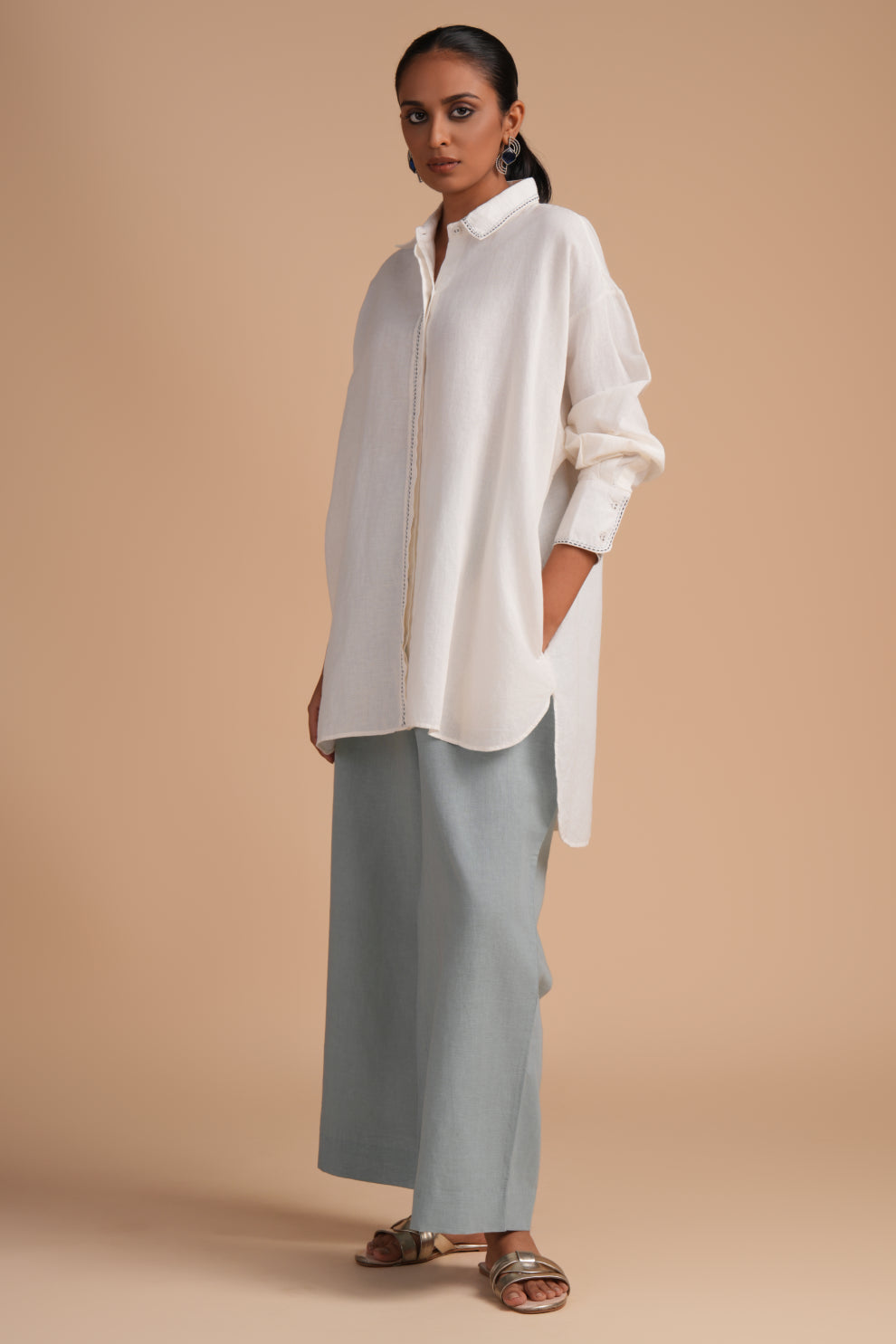 Linen High/Low Ether Shirt Set