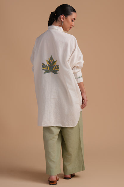Linen High/Low Laurel Green Shirt Set