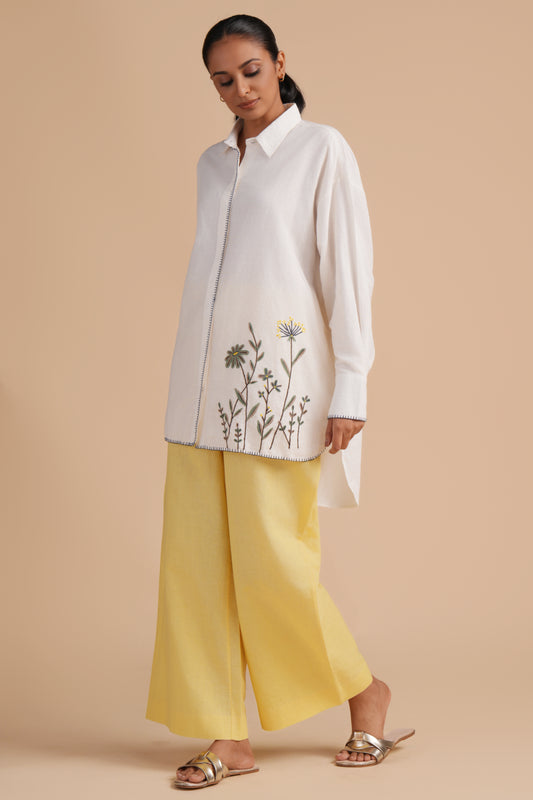 Linen High/Low Lemon Zest Shirt Set