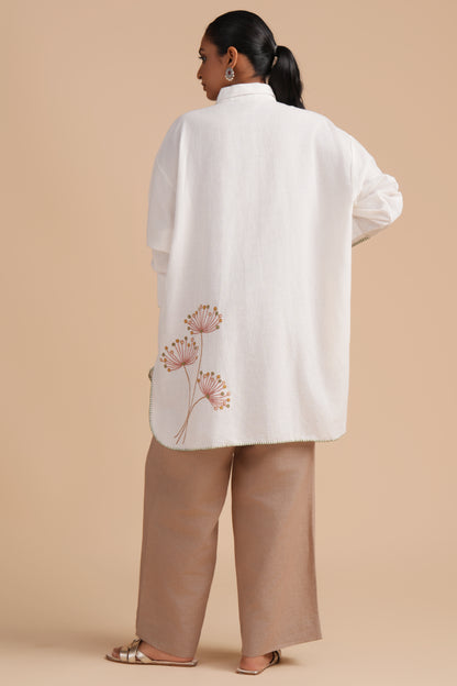 Linen High/Low Light Taupe Shirt Set