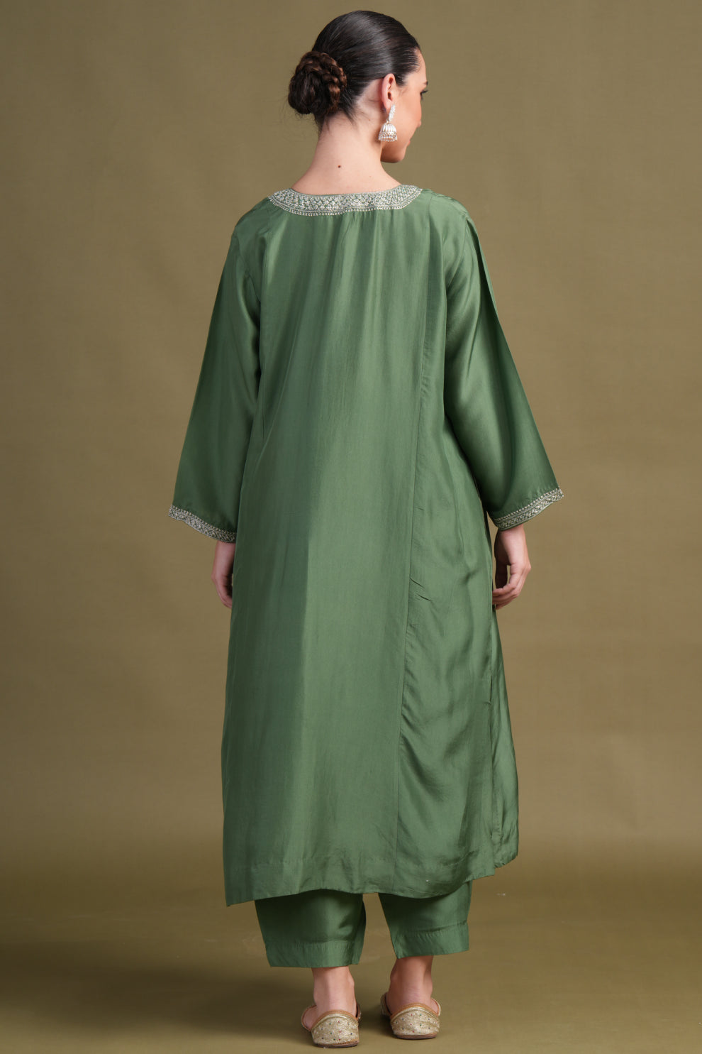 Silk Calla Green Tilla Set