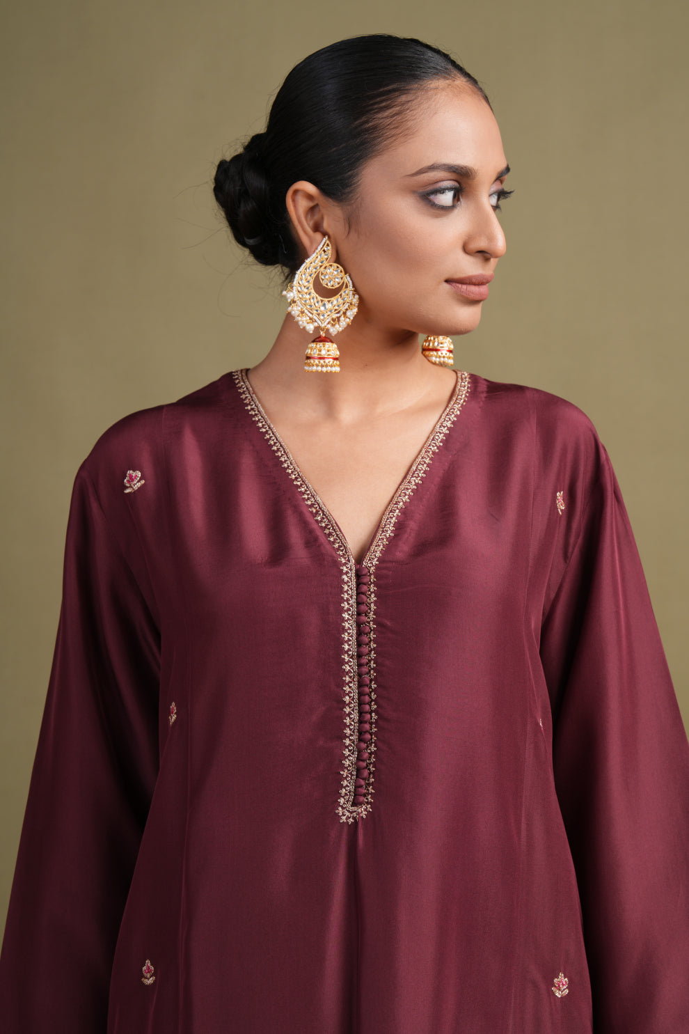 Silk Maroon Tilla Set
