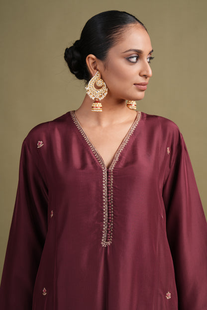 Silk Maroon Tilla Set