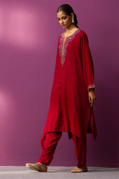 Woollen Pheran Set/Aari - Aura Orange