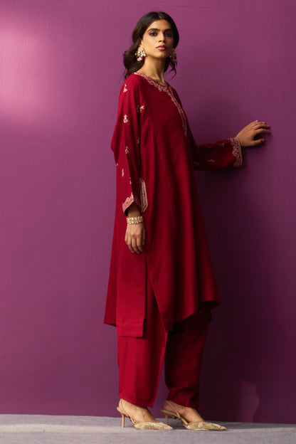 Woollen Pheran Set/Tilla - Aura Orange