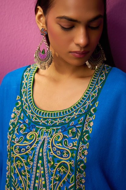Woollen Kaftan/Aari- Blue
