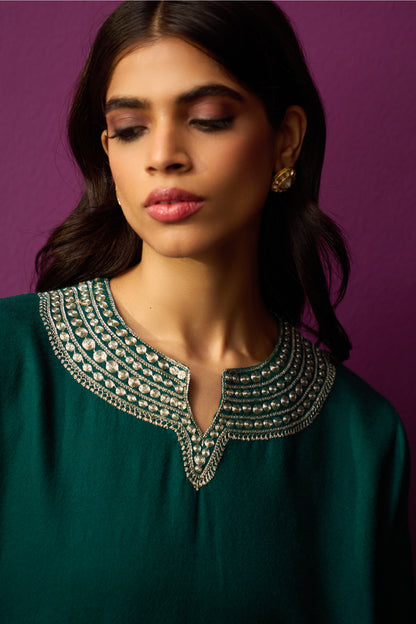 Woollen Pheran Set/Tilla - Deep Lake