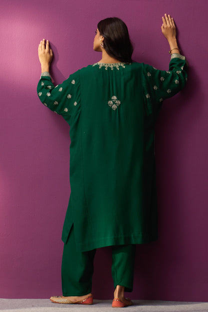 Woollen Pheran Set/Tilla - Deep Lake OG