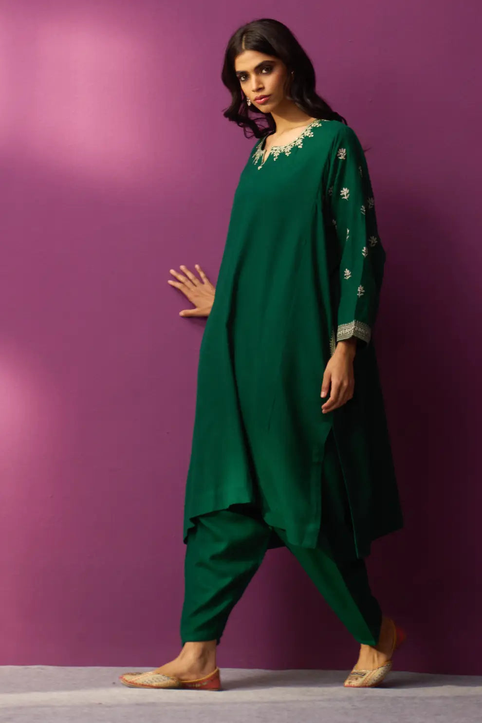 Woollen Pheran Set/Tilla - Deep Lake OG