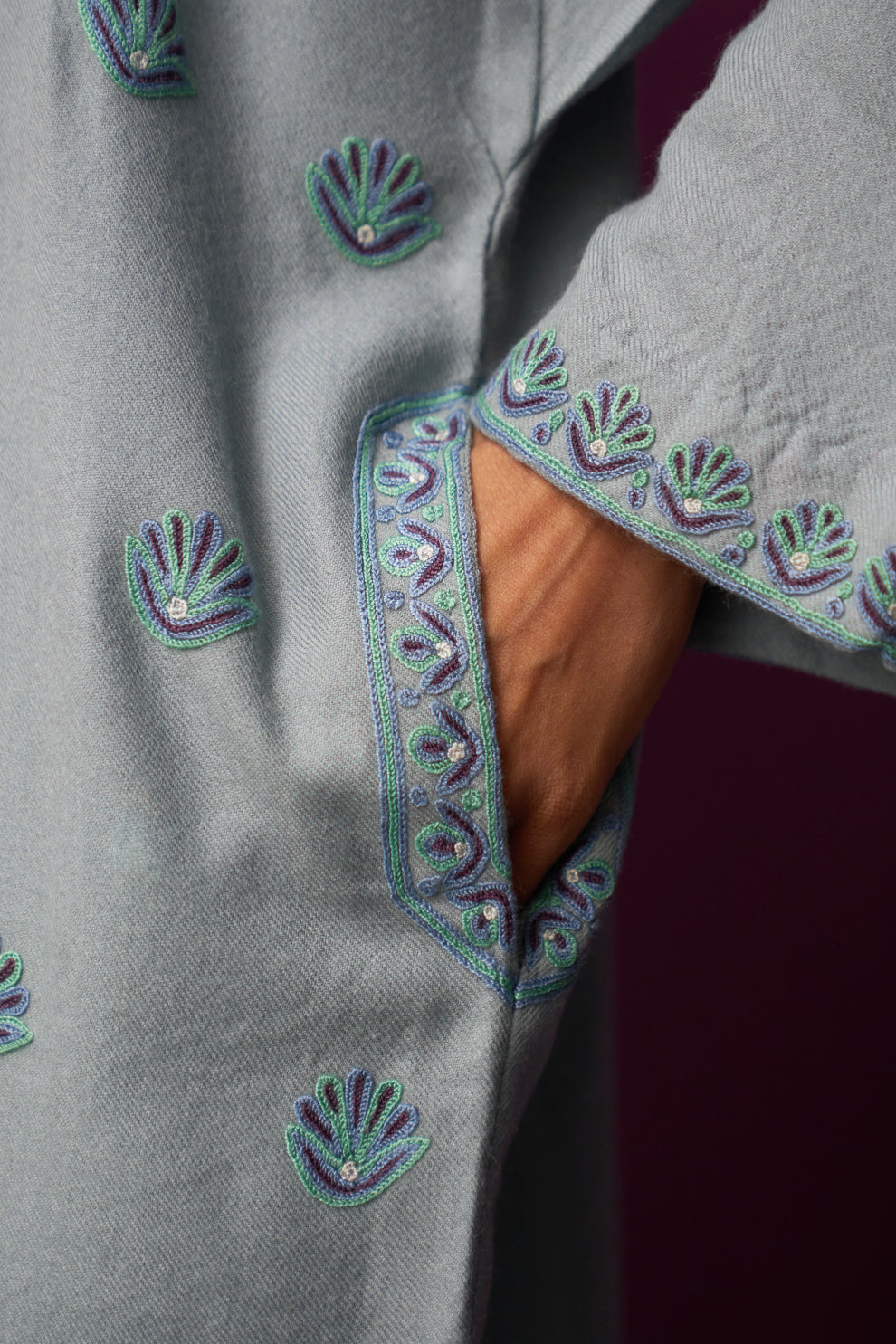 Woolen Ether Aari Pheran set