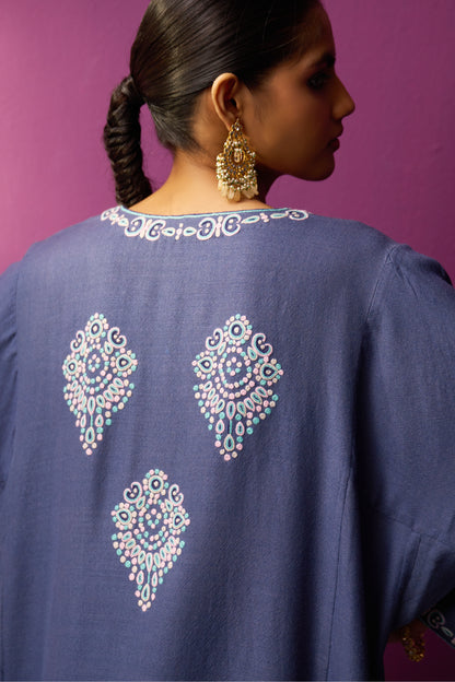 Woollen Pheran Set/Aari - Forget me not