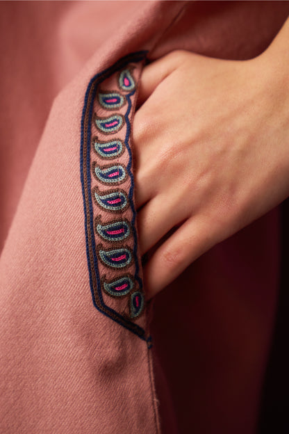 Woollen Kaftan/Aari- French Rose