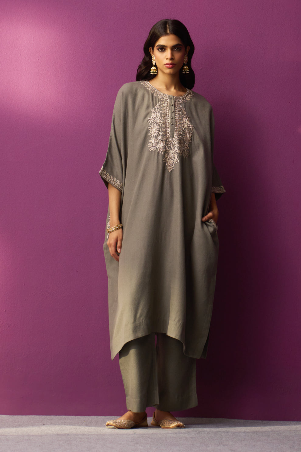 Woollen Kaftan/Tilla- Gray