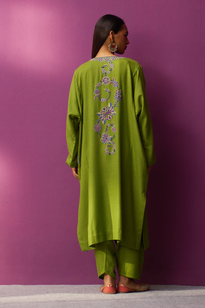 Woollen Pheran Set/Aari - Kiwi Aari