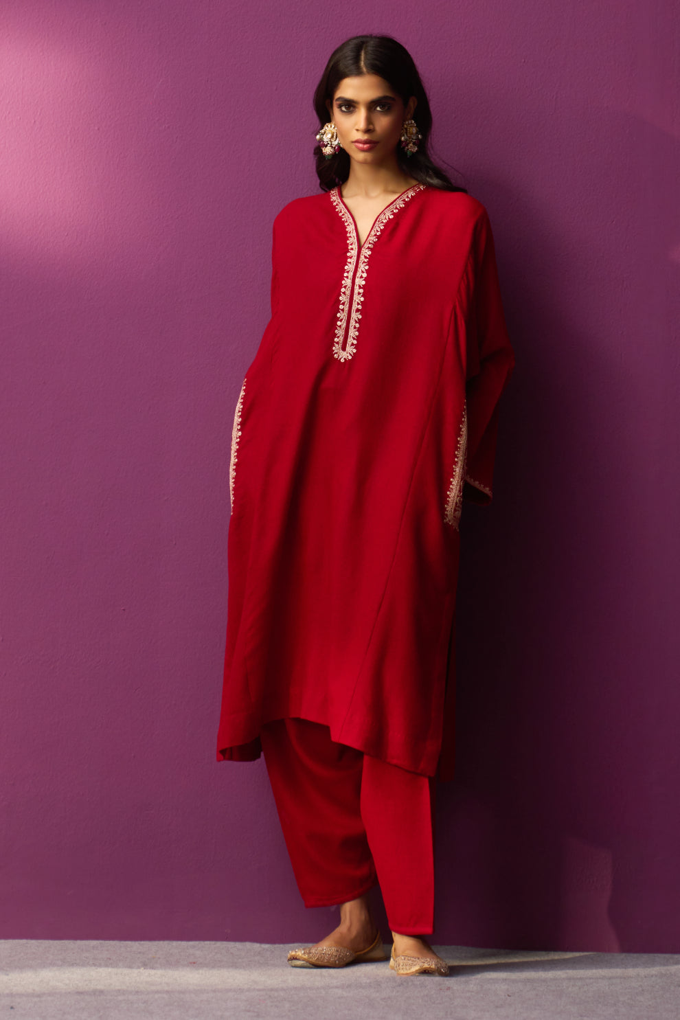 Woollen Pheran Set/Tilla - Redpear