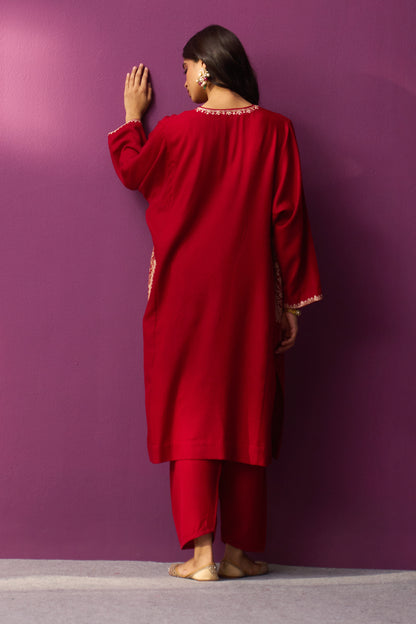 Woollen Pheran Set/Tilla - Redpear