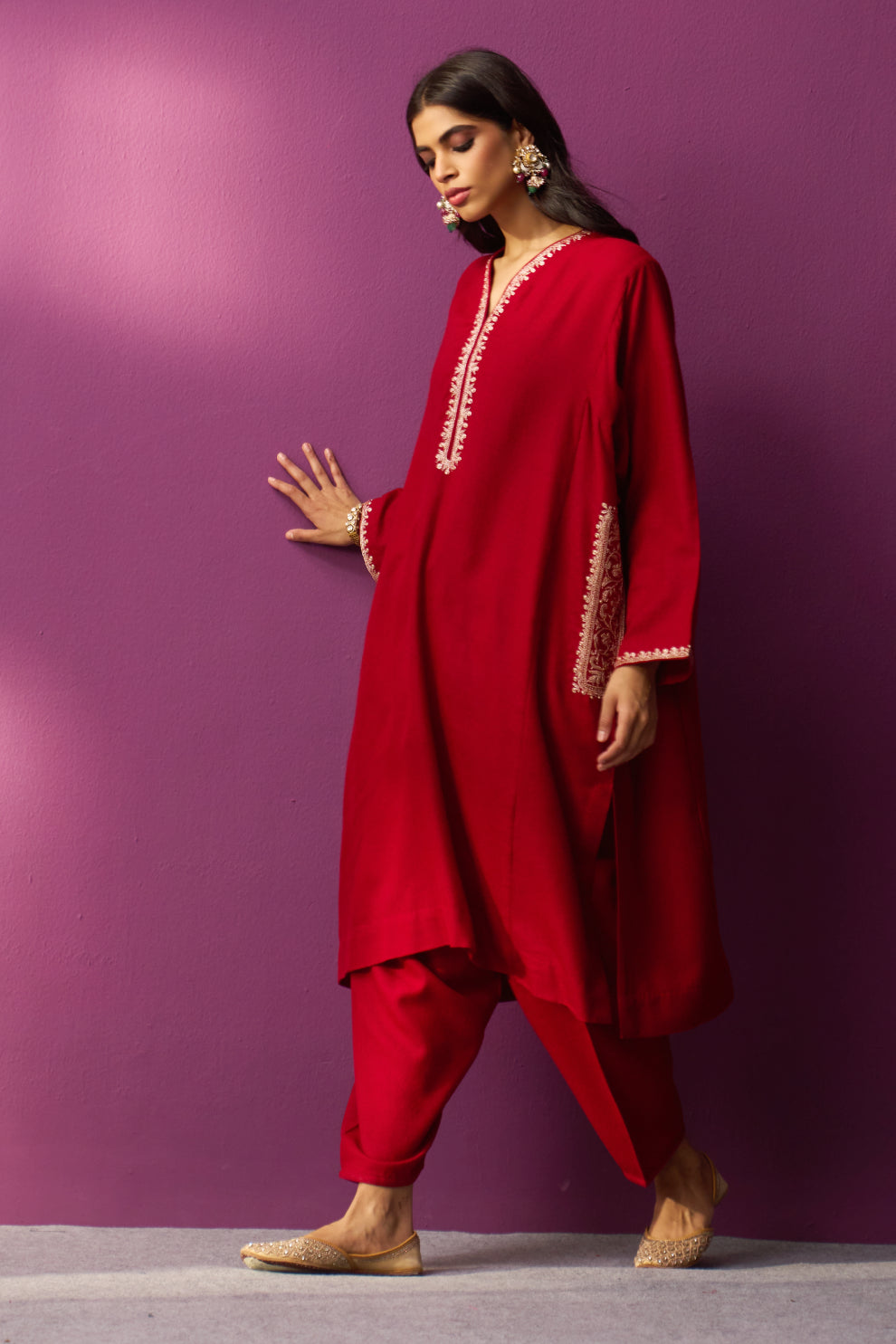 Woollen Pheran Set/Tilla - Redpear