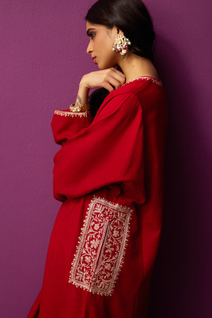 Woollen Pheran Set/Tilla - Redpear