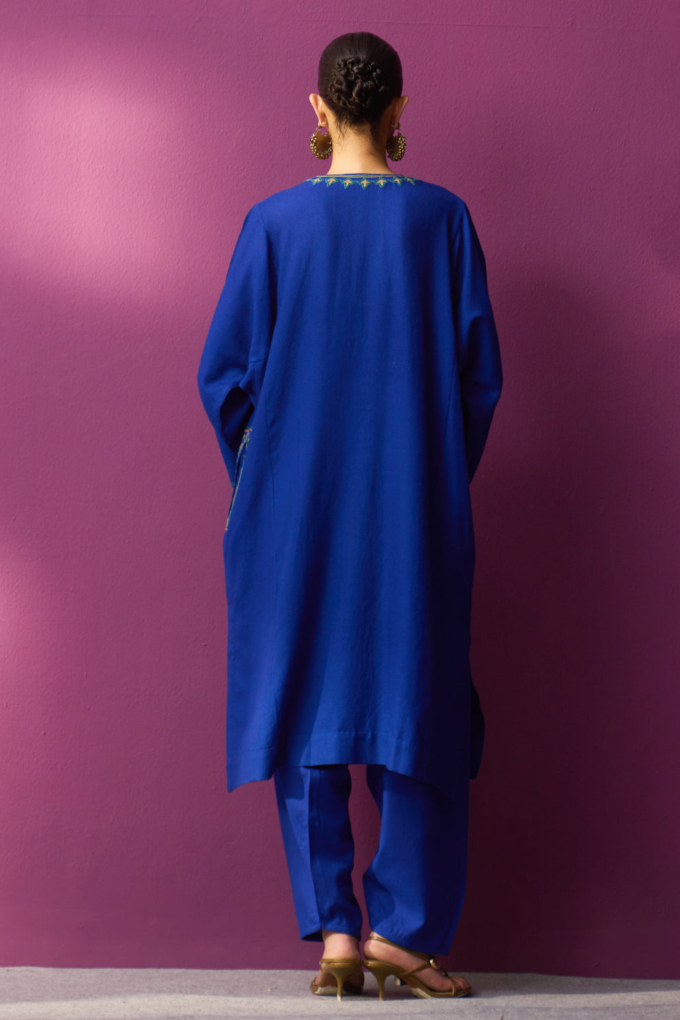 Woollen Pheran Set/Aari - Sodalite Blue