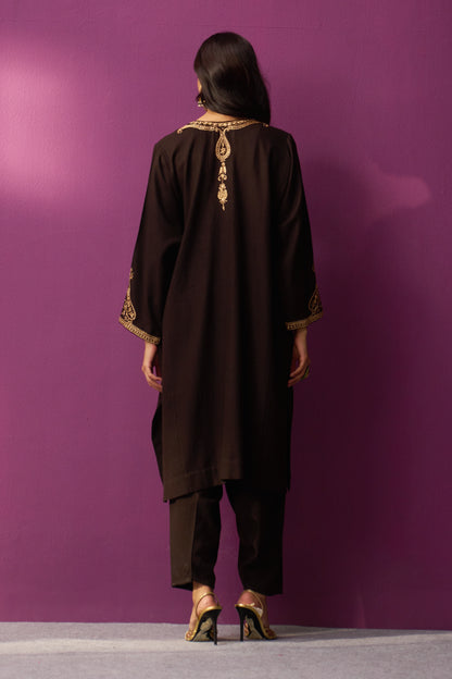 Woollen Pheran Set/Tilla - Soil