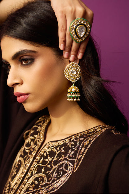 Woollen Pheran Set/Tilla - Soil