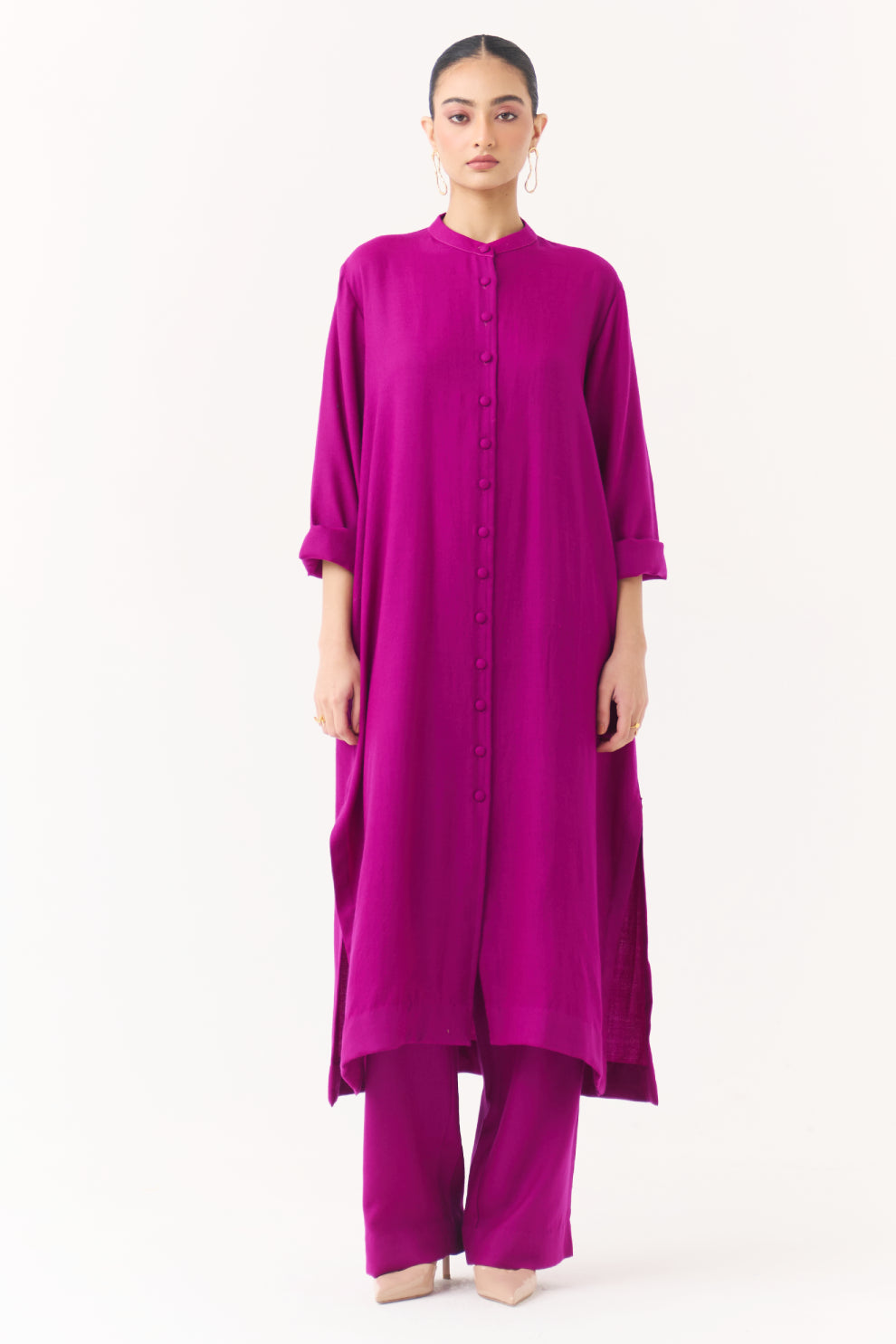 Woollen Co-ord Set - Dark Magenta
