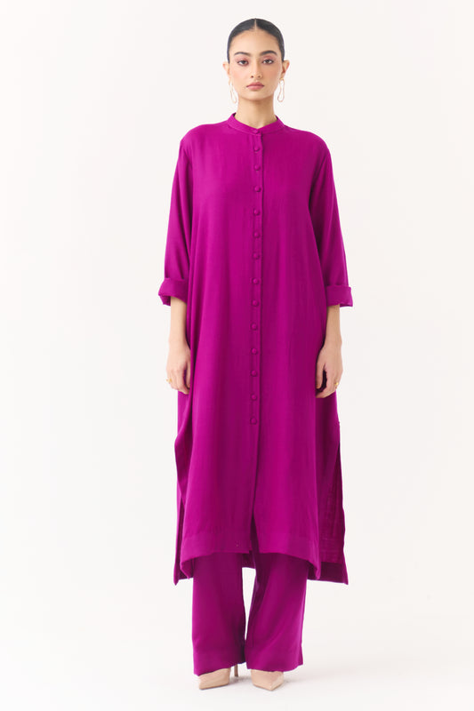 Woollen Co-ord Set - Dark Magenta