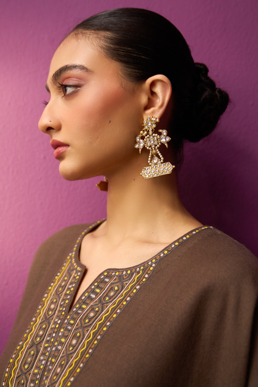 Woollen Kaftan/Aari - Coffee Bean