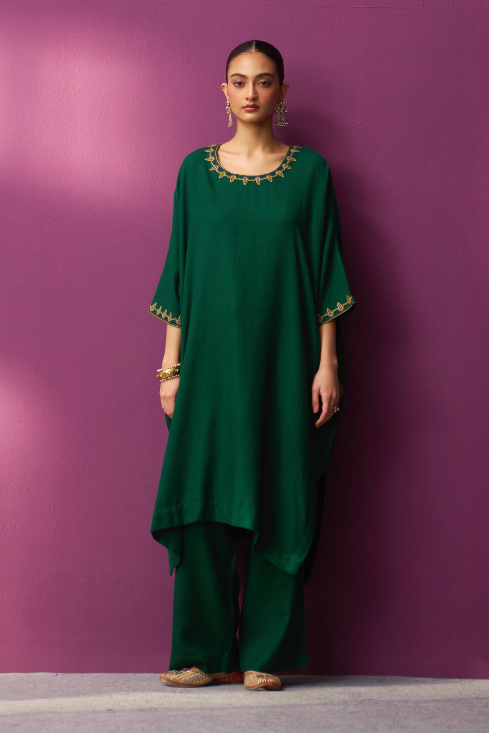 Woollen Kaftan/Aari- Quetzal Green