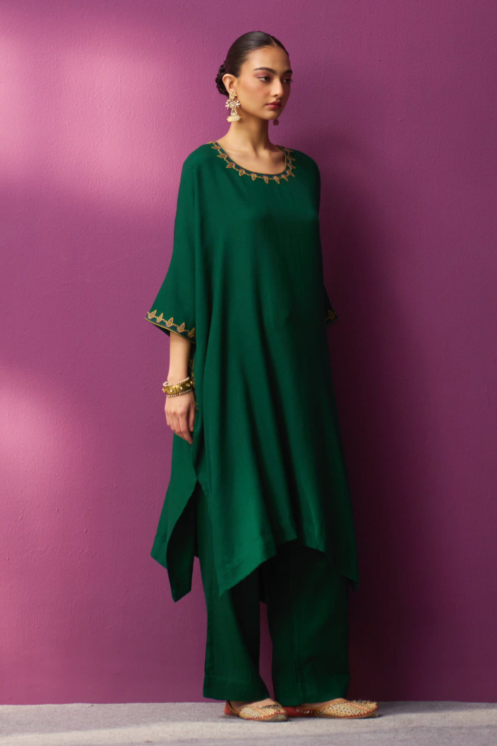 Woollen Kaftan/Aari- Quetzal Green
