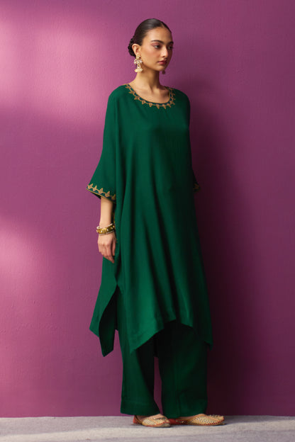Woollen Kaftan/Aari- Quetzal Green