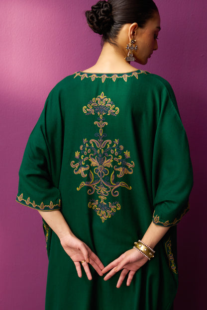 Woollen Kaftan/Aari- Quetzal Green