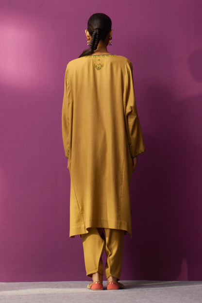 Woollen Pheran Set/Aari - Dune