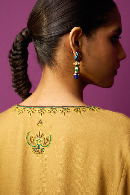 Woollen Pheran Set/Aari - Dune