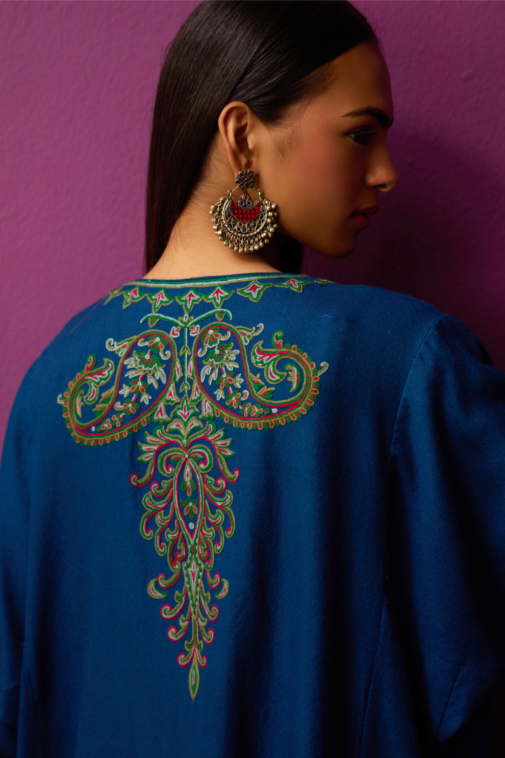 Woollen Pheran Set/Aari - Estate Blue