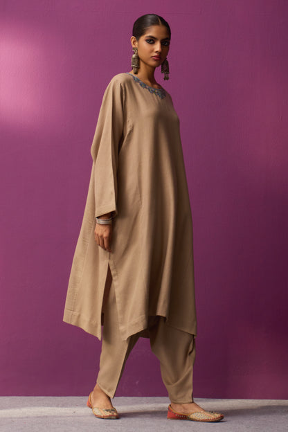 Woollen Pheran Set/Aari - Khakhi