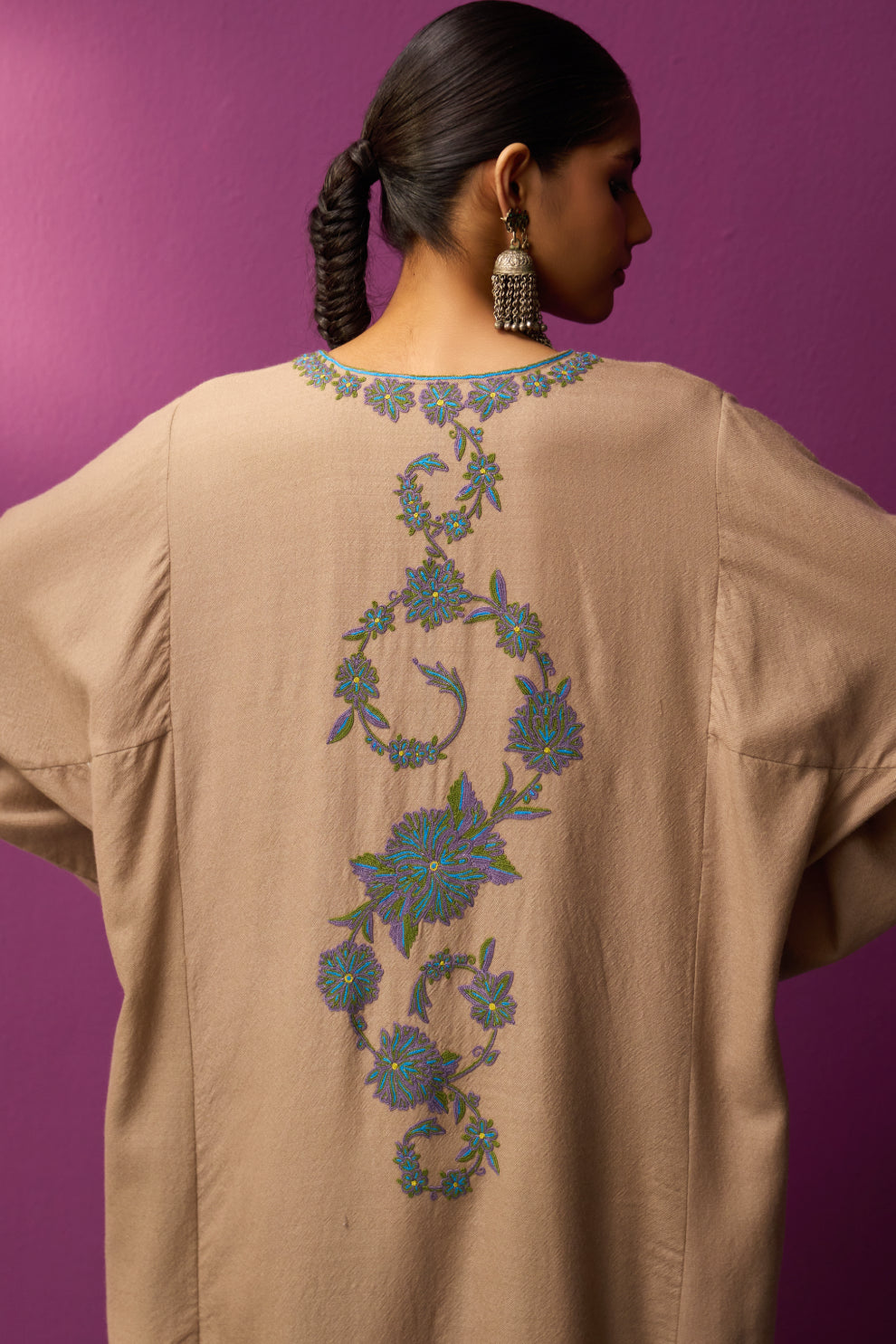 Woollen Pheran Set/Aari - Khakhi